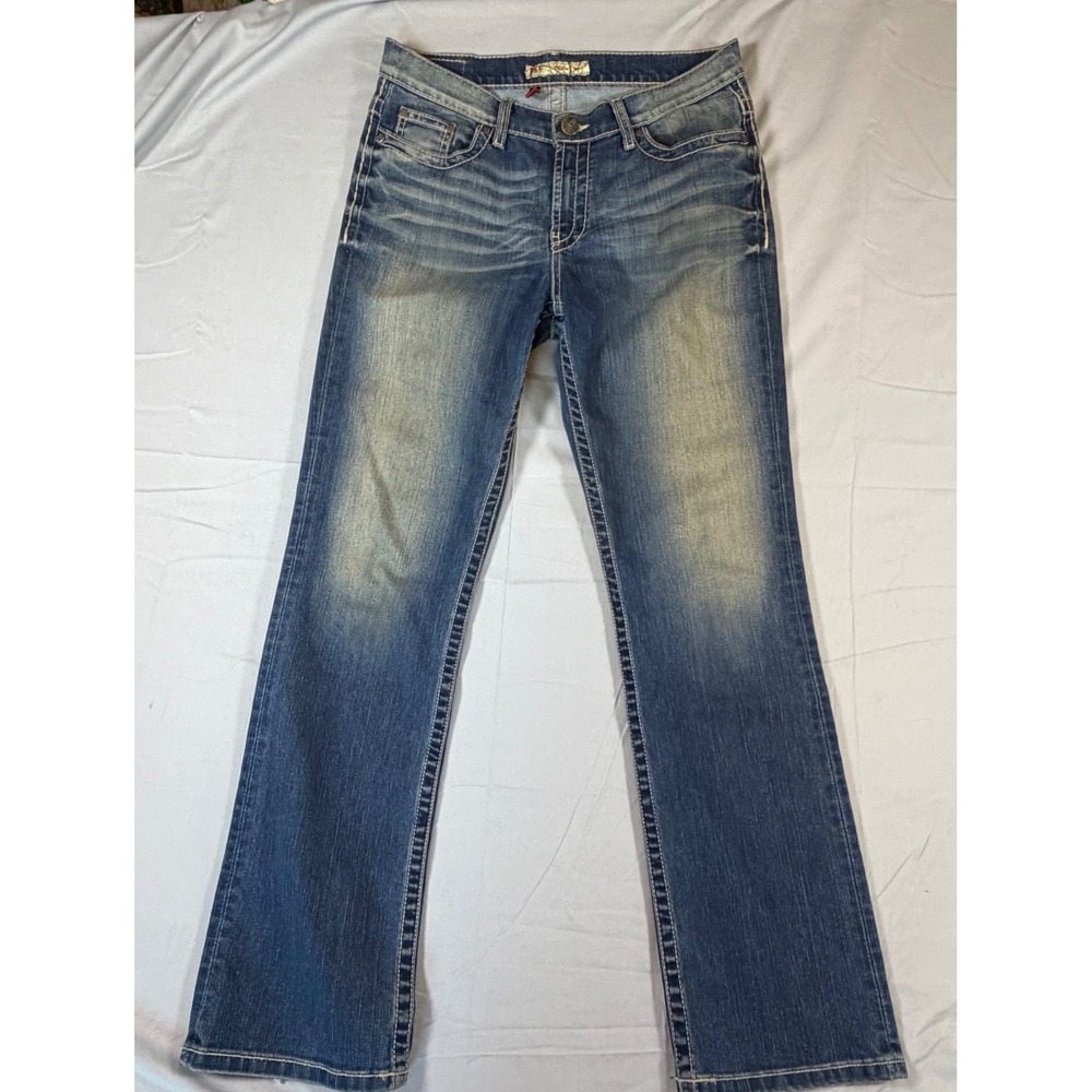 BKE Drew Bootcut Jeans Womens 29x31.5 Medium Wash Stretch Denim Distressed Y2K